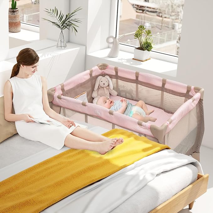 HONEY JOY Pack and Play, 3 in 1 Portable Baby Playard - Image 2