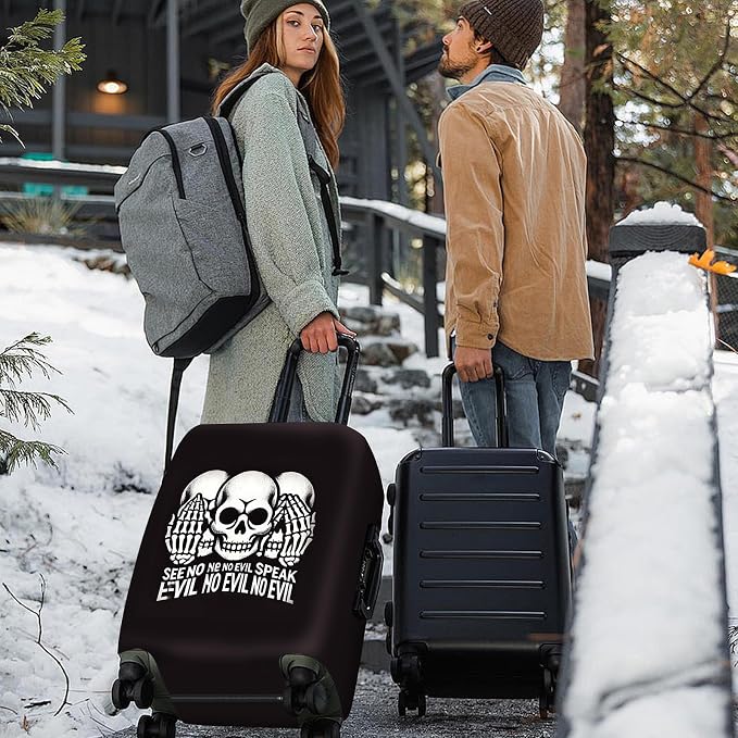 ANNA QUEEN Gothic Skull Luggage Cover, “See No Evil, Hear No Evil, Speak No - Image 7