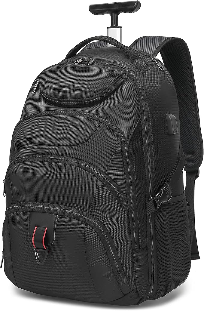 Boavan Rolling Backpack, 17 inch Water Resistant Wheeled Backpack, Carry on by Boavan