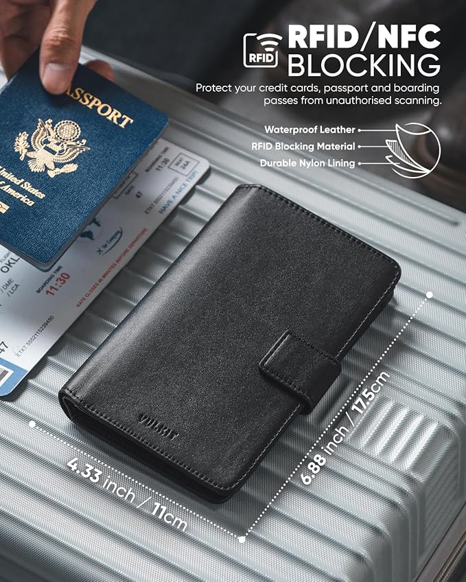 VULKIT Passport Holder with Airtag Holder RFID Blocking Passport Wallet Travel - Image 3