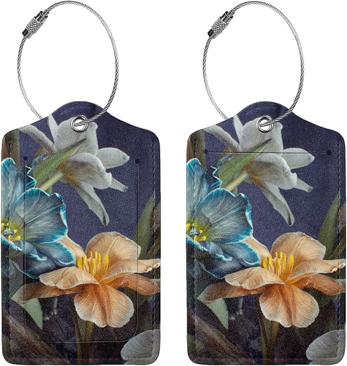 Retro Tulips Luggage Bag Case Tags - Image 3