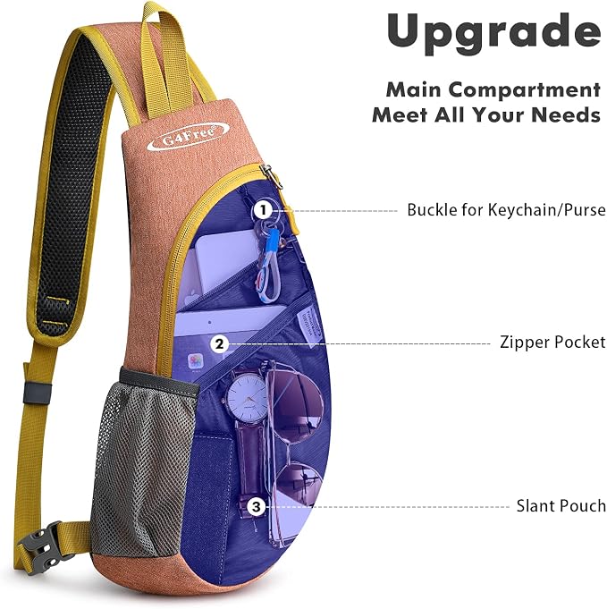 G4Free Sling Bag for Men Women, Small Crossbody Backpack Lightweight Chest - Image 2