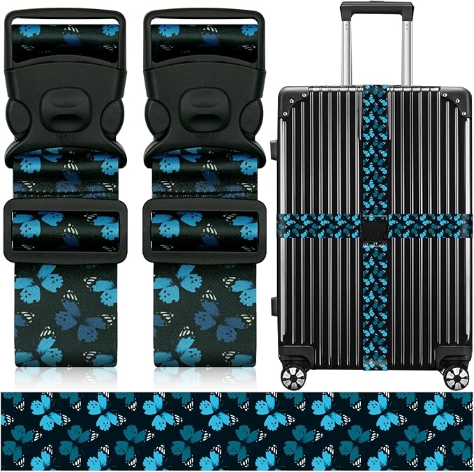 2 Pack Luggage Straps for Suitcases, Adjustable Travel Belt by ZHOMA