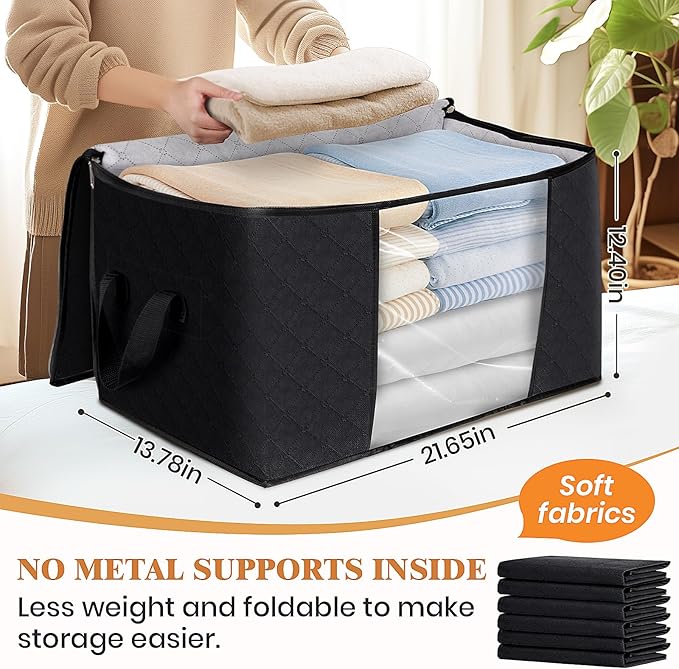 Fab totes 3 Pack Clothes Storage, Foldable Thick Fabric Blanket Storage Bags - Image 2