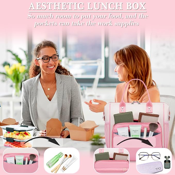 Aesthetic Lunch Box for Women Preppy Insulated Lunch Bag for Young Ladies - Image 3