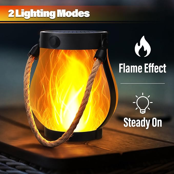 Solar Flame Lantern Hanging Outdoor Waterproof Purple - Image 2