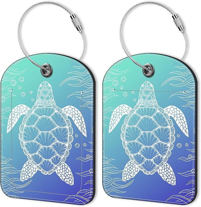 2 Pack Luggage Tag for Suitcase Turtle Leather Suitcase Tags by Unknown