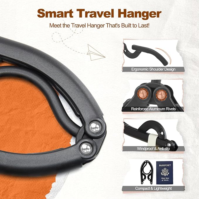 HOUSE DAY Foldable Travel Hangers 20 Pack w/10 Clips, Cruise Essentials 2025 - Image 9