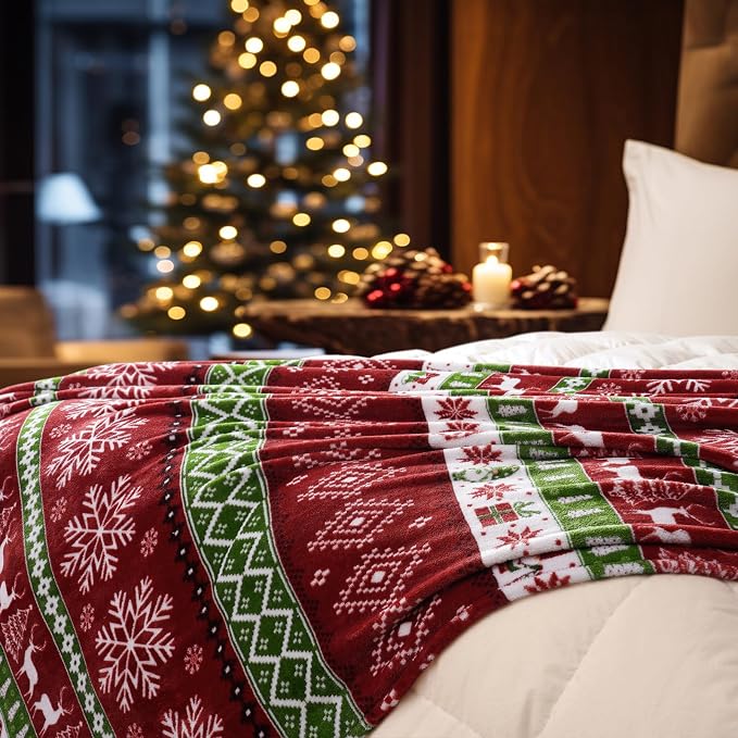 PHF Printed Fleece Throw Blanket, No Shed No Pilling Ultra Soft Plush Cozy Xmas - Image 3
