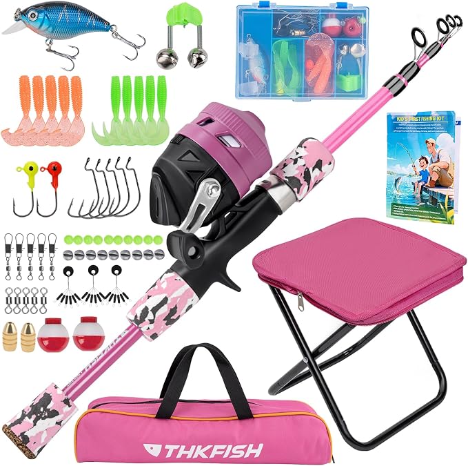 Kids Fishing Pole Set, Telescopic Fishing Rod Reel Combo Kids Starter Kit by THKFISH