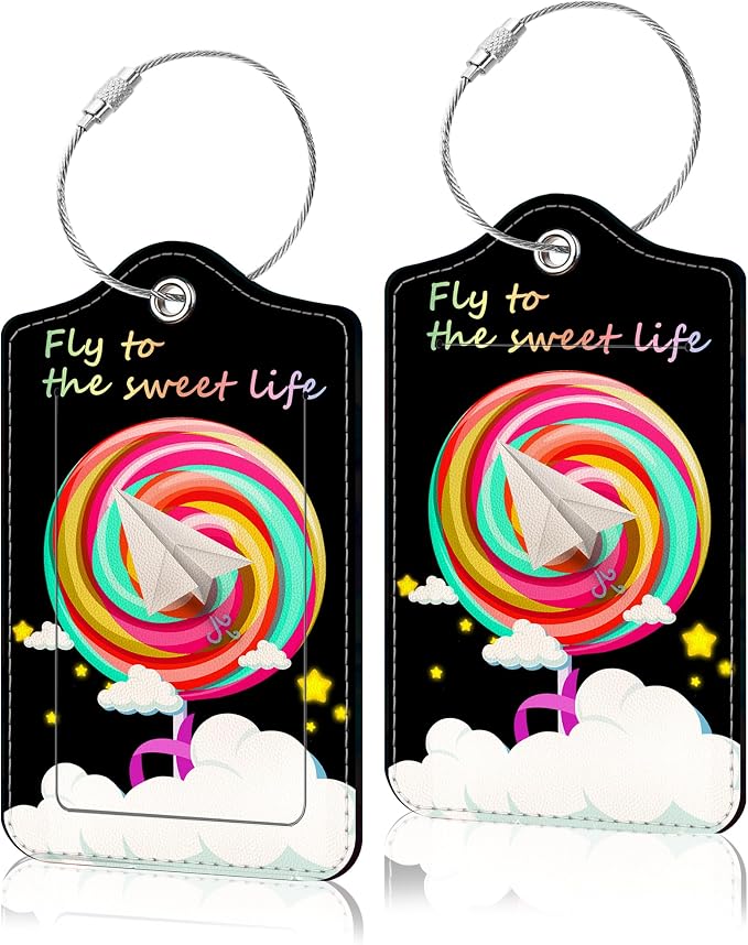 2 Pack Luggage Tag for Suitcase, Cute Unique Leather Suitcase Tags Identifiers by COWDIY