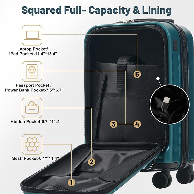 Merax Luggage Sets Front Opening, 2 Piece Hardshell Suitcase - Image 3