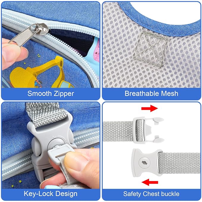 Accmor Toddler Harness Leash + Reflective Anti Lost Wrist Link, Cute Car Kids - Image 3
