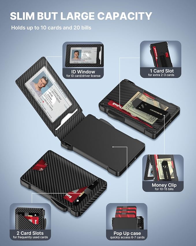 typecase Tactical Wallet for Men Card Holder: Pop Up Card Case, Genuine Leather - Image 2