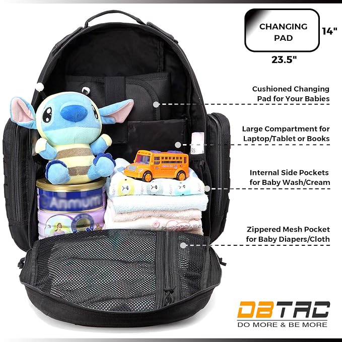 Diaper Bag Backpack for Dad, DBTAC Large Baby Nappy Bag for Men w/Changing Mat - Image 8