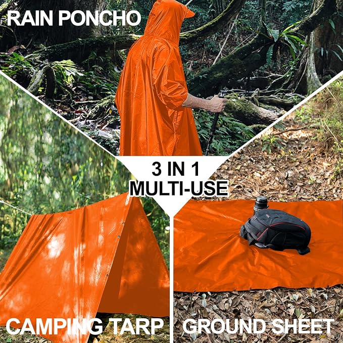 salamra Hooded Rain Poncho Waterproof Raincoat Jacket - Image 4