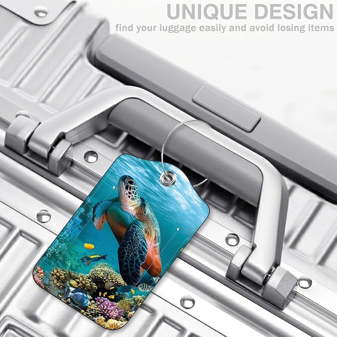 2 Pcs Sea Turtle Luggage Tags for Suitcases PU Leather Baggage Tags Name ID - Image 5
