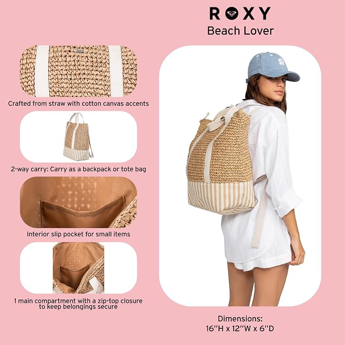 Roxy Women's Beach Tote Bag | Travel | Vacation | Straw | Lightweight | - Image 7