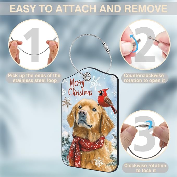 Christmas Dog and Red Cardinal Bird Set of 2 Luggage Tags - Image 4