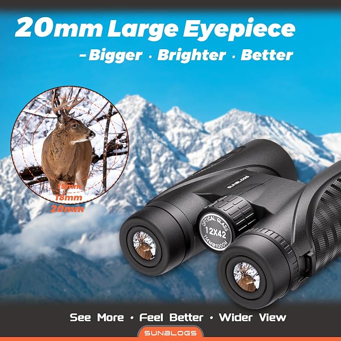 12x42 HD Binoculars for Adults, Super Bright BAK4 Prism High Powered Waterproof - Image 3