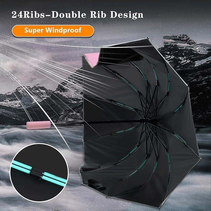 Large Double-Ribs Umbrella Automatic Folding Umbrella - Image 4