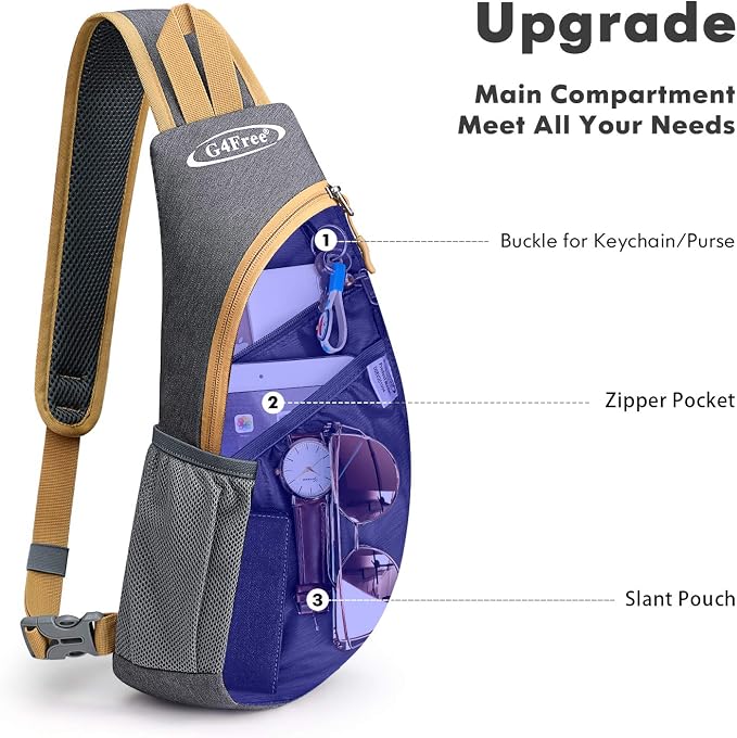 G4Free Sling Bag for Men Women, Small Crossbody Backpack Lightweight Chest - Image 6