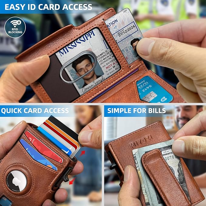 Airtag Wallet for Men, with Money Clip 10 Cards Metal Case Smart Slim Pop Up - Image 5