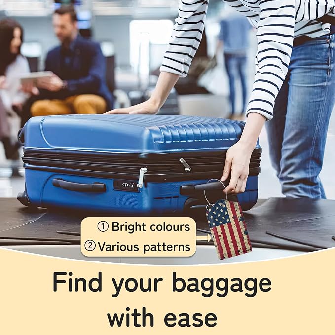 3 Pack PU Retro American Flag Leahter Luggage Tag - Image 6