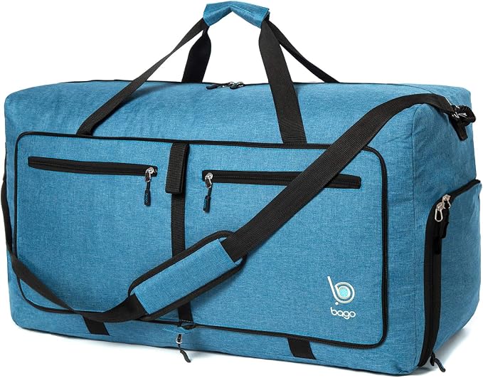 Bago Foldable Duffel Bags for Traveling Women & Men - 60L Medium Packable by BagoTravelBags