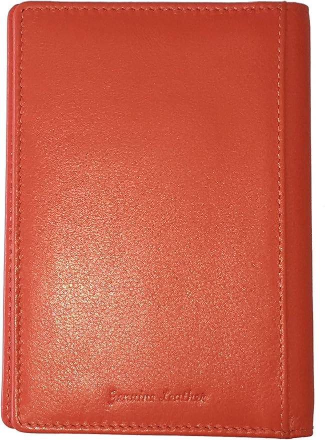 Personalized Monogrammed Orange Leather RFID Passport Wallet - Image 6