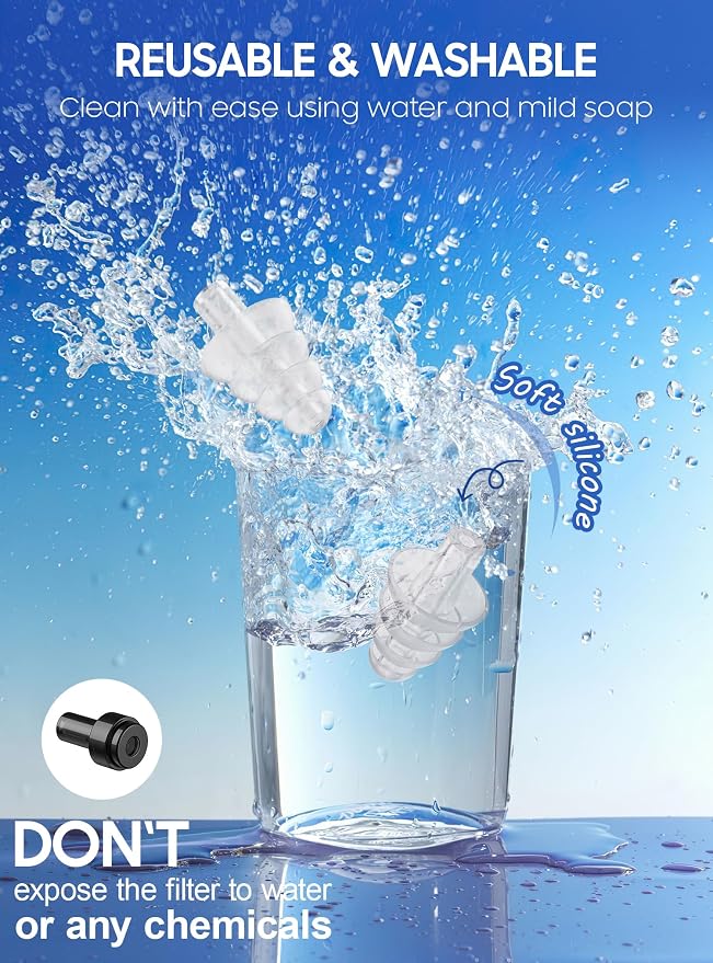 Ear Plugs for Airplane Pressure Relief, 2 Pairs Adults Soft Silicone Reusable - Image 4
