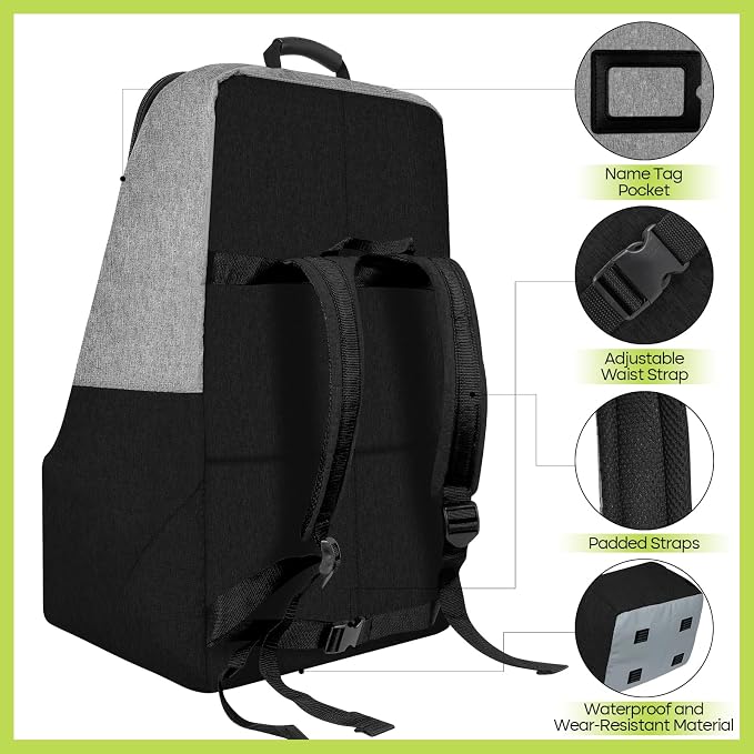 Padded Car Seat Travel Bag for Airplane, Heavy Duty Backpack for Air Travel - Image 3