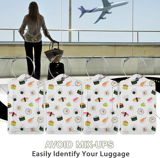 2 Pack Luggage Tags for Suitcase, Cute Funny Japanese Sushi Leather Luggage Tag - Image 5