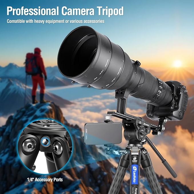58" Carbon Fiber Tripod, Lightweight Travel Compact Tripod - Image 3
