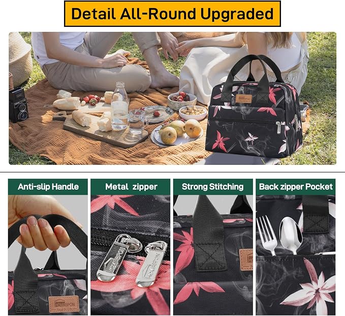 HOMESPON Insulated Lunch Bag for Women Men Lunch Box Cooler Lunch Tote for Work - Image 4