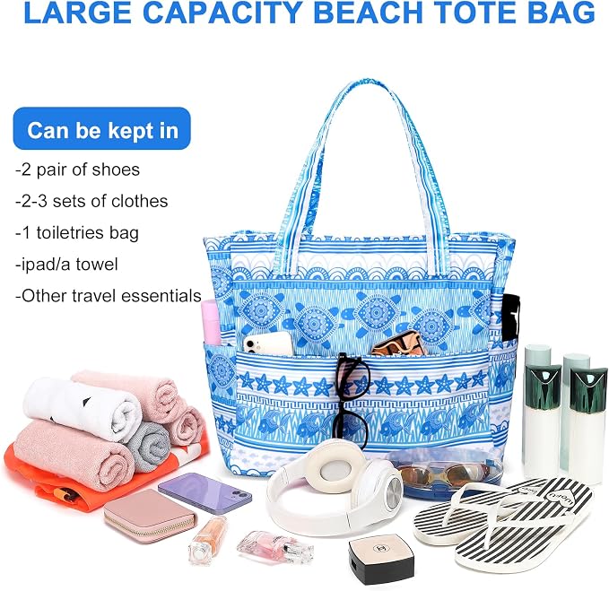 LEDAOU Beach Bag Waterproof Sandproof Women Tote Bag Pool Bag - Image 6