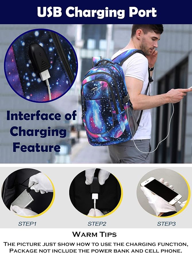 Galaxy Backpack for College Sturdy Bookbag Travel Business - Image 4
