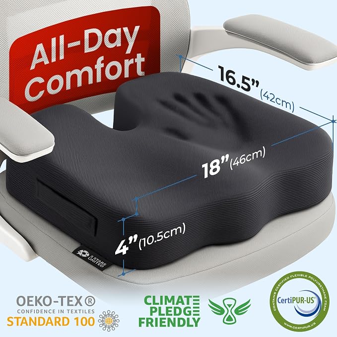 5 STARS UNITED Seat Cushion for Tailbone Pain Relief – Large Memory Foam - Image 5