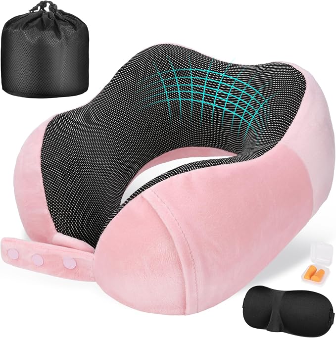 Neck Pillow for Traveling, Travel Pillows for Airplanes, 100% Pure Memory Foam by CIRORLD