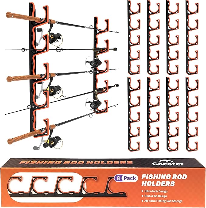 Fishing Rod Holder for Garage, H5 Wall or Ceiling Mounted Fishing Pole Holders by GOCOZER