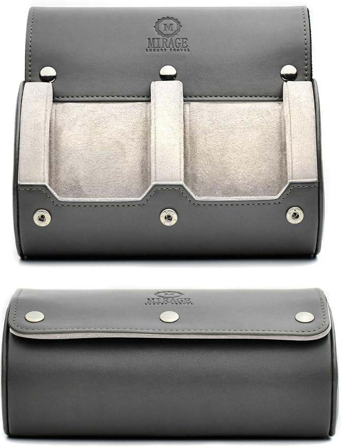 2 Watch Roll Travel Case for Men by MirageLuxuryTravel