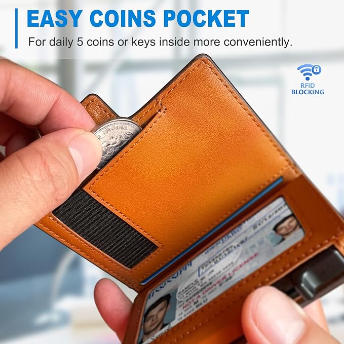 Wallet for Men with Money Clip Coins Pocket ID Window Gift Boxed, Slim Smart - Image 4