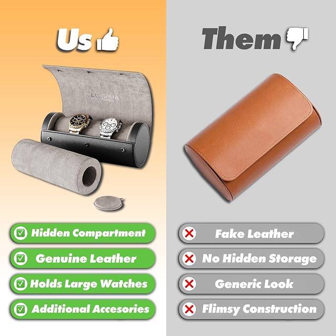 Watch Roll Travel Case for 2 Watches | Hidden Jewelry Storage Compartment - Image 4