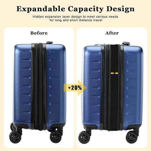 16 Inch Carry On Luggage Airline Approved, Expandable Lightweight ABS+PC Hard - Image 2