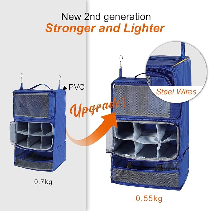 TABITORA Travel Portable Hanging Shelves Closet Organizer Packing Luggage - Image 2