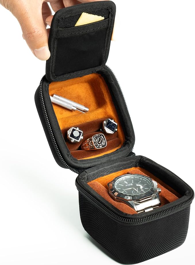 single watch travel case, hard watch case with/compartment - Image 7