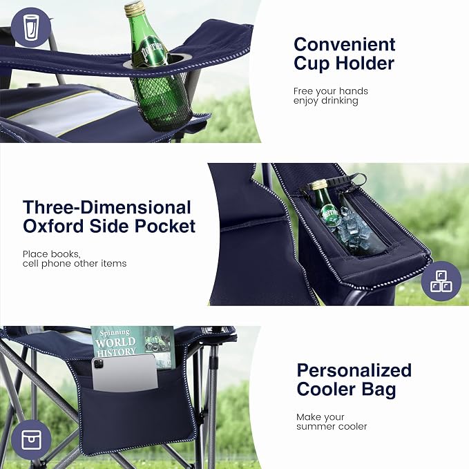 HIGH POINT SPORTS Oversized Camping Folding Chair, Heavy Duty Portable Outdoor - Image 6