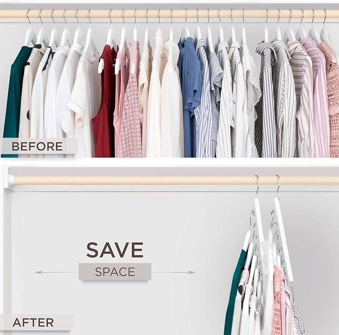 MORALVE Space Saving Hangers for Closet – 4 Pack European Beechwood 6-Tier - Image 3