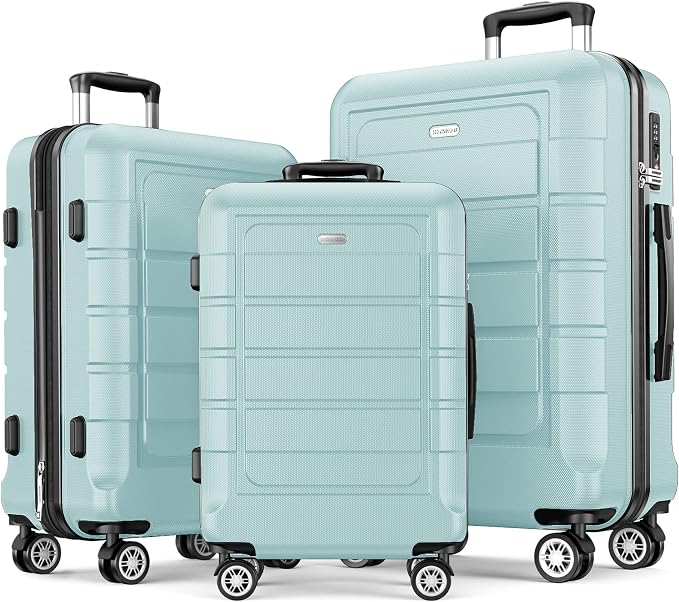 SHOWKOO Luggage Sets Expandable PC+ABS Durable Suitcase Double Wheels TSA Lock by SHOWKOO