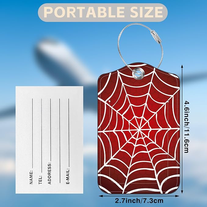 2 Pack Luggage Tags for Suitcases Spider Web Leather Luggage Tags Privacy Cover - Image 2